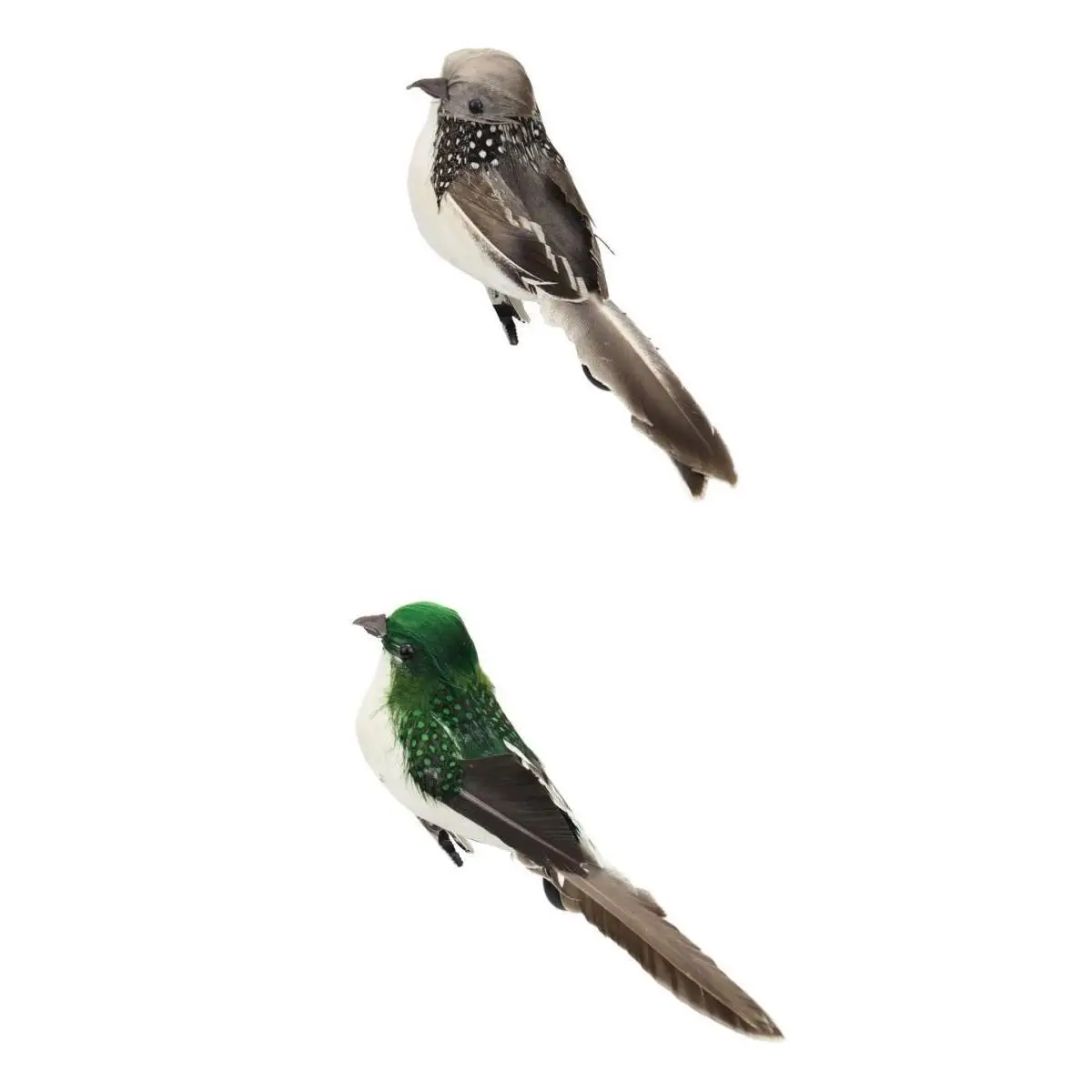 2x Artificial Feathered sparrow Bird Clip Fake spadger Bird 