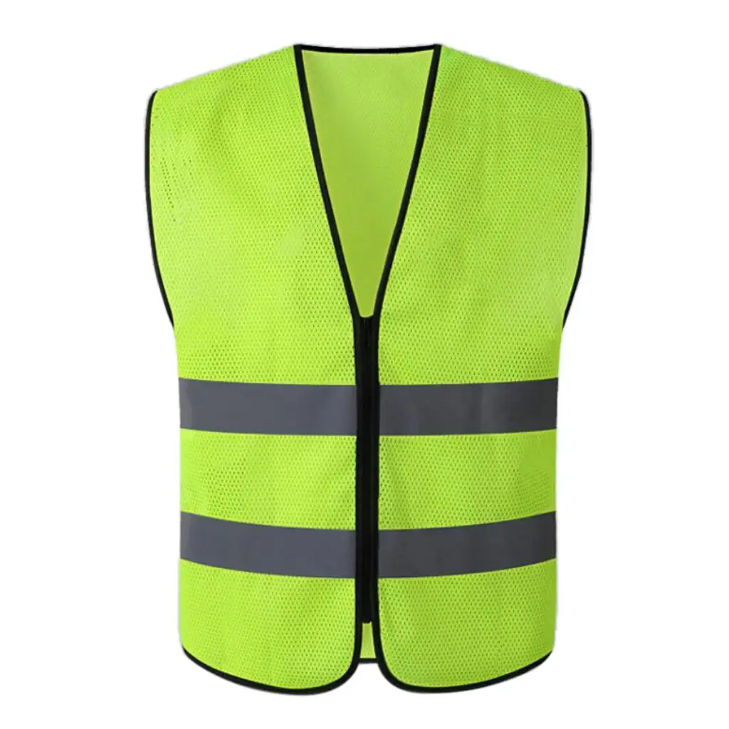 High Visibility Zipper Safety  With Reflective Strips Neon Green/Orange