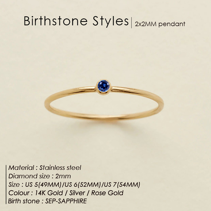 Damen-Ring mit Geburtsstein aus Edelstahl 316, goldene Farbe, schlichter modischer Stil für Frauen, Dezember, Festival, Party, Geschenk, Ringschmuck – Detail 14