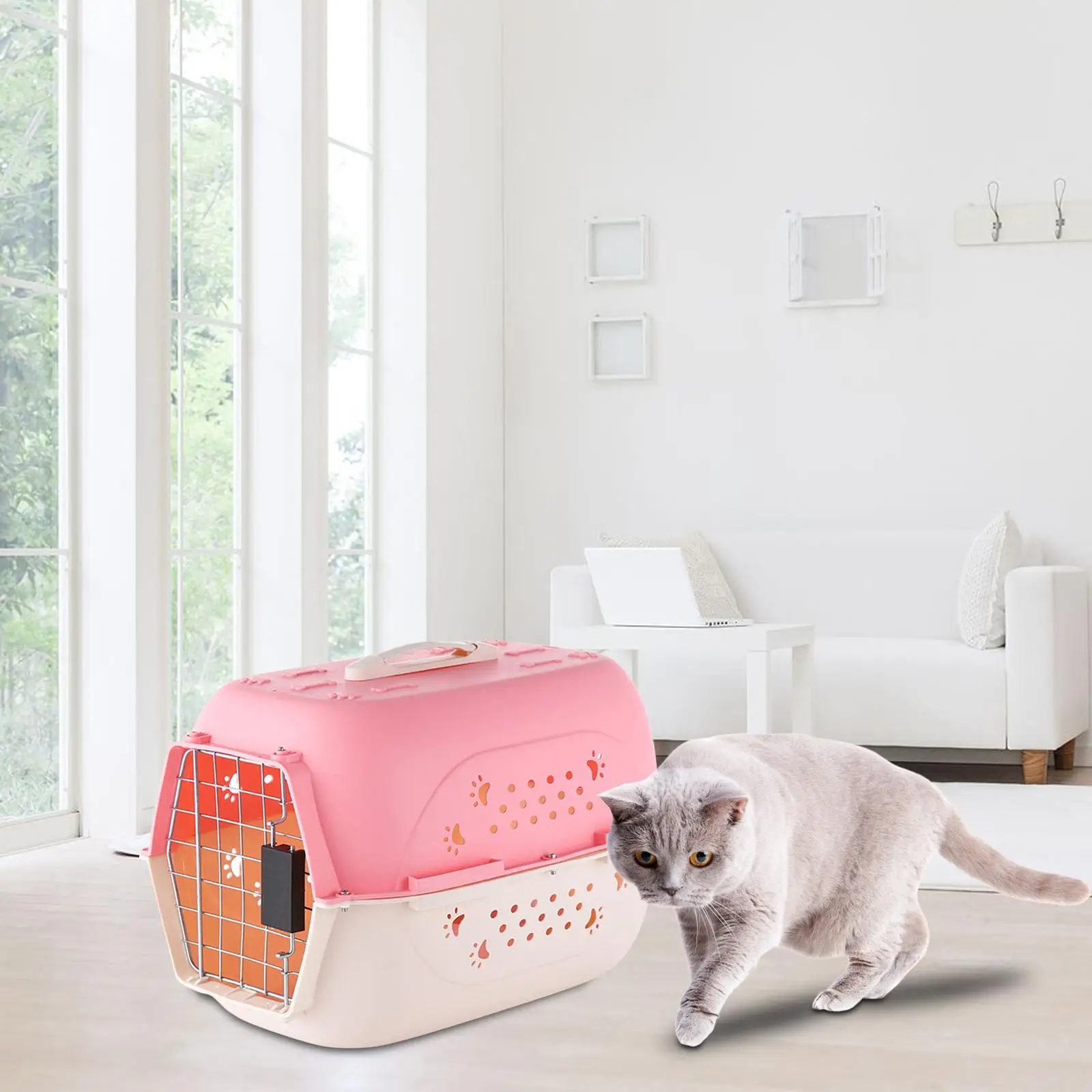 Breathable Cat Cage Kennel Airline Carrying Hard Sided Travel Carrier for Small Medium Animals Rabbits Kitten Walking Traveling