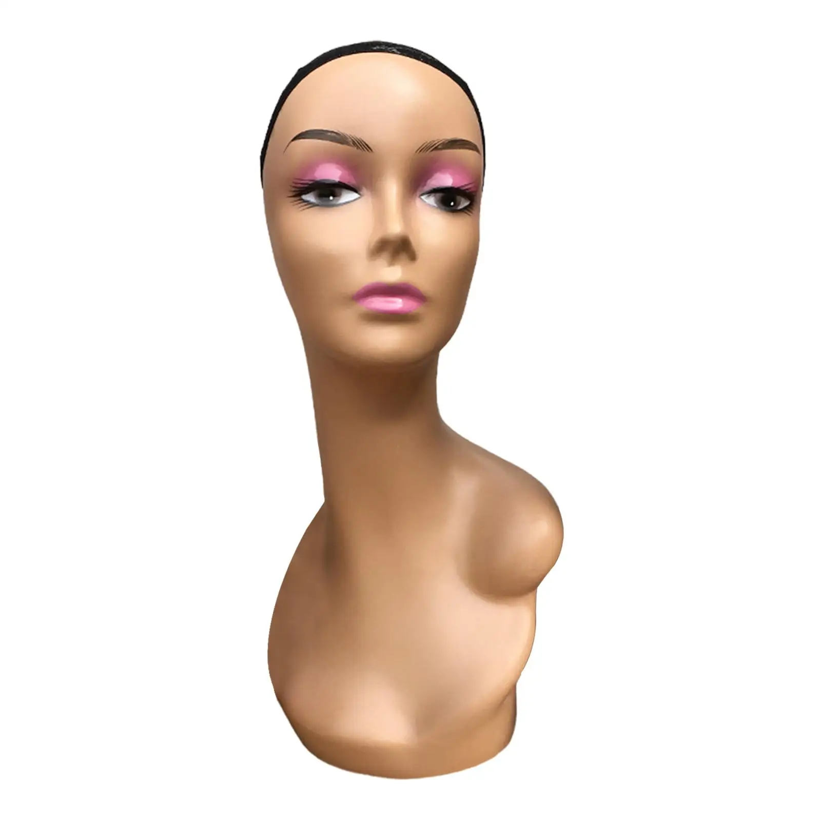 Female Mannequin Head Long Neck Professional Multipurpose 19inch Smooth Manikin for Wigs Making Necklace Hats Hairpieces Jewelry