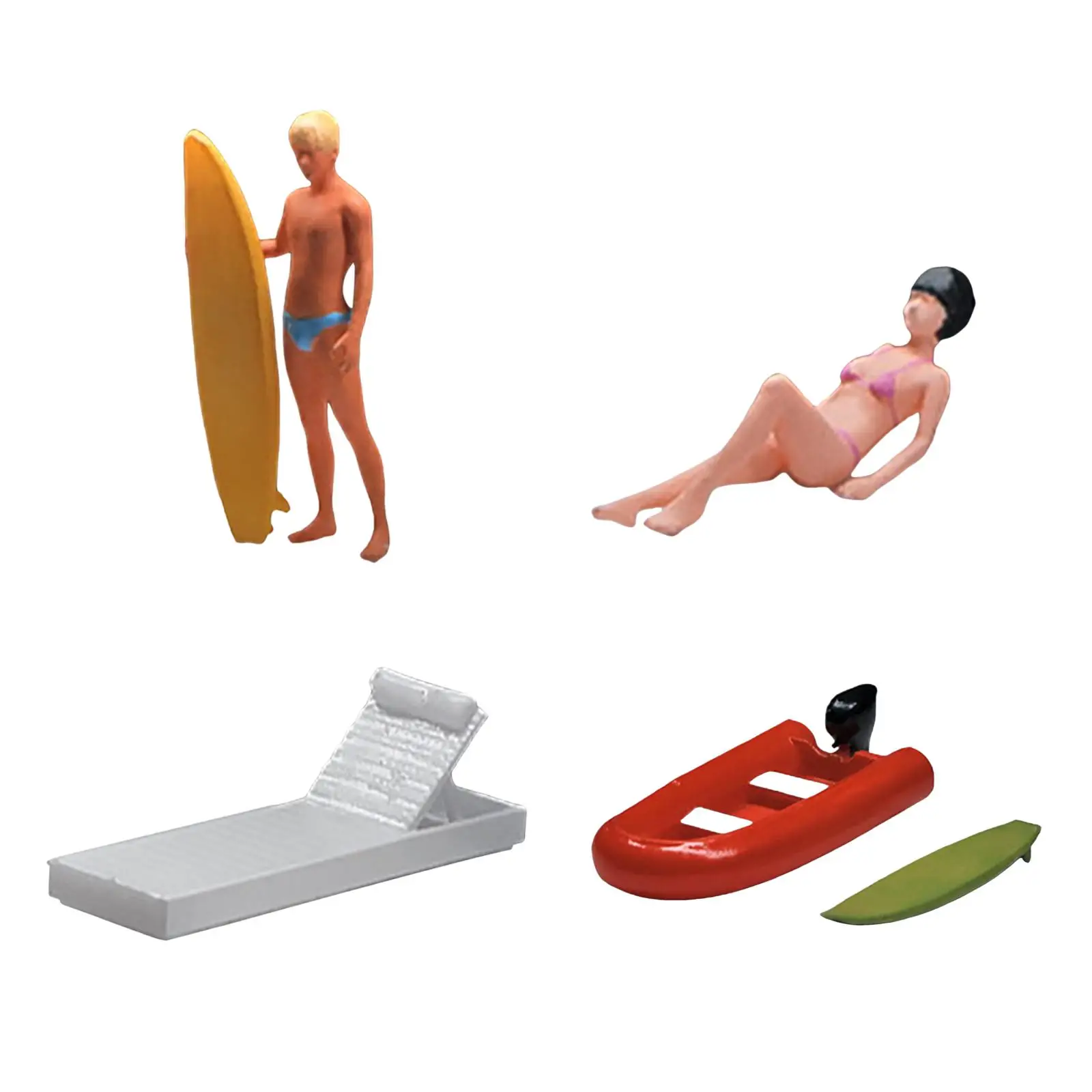 1/64 Scale Beach Model Figures, Mini People Model for DIY Projects Decoration