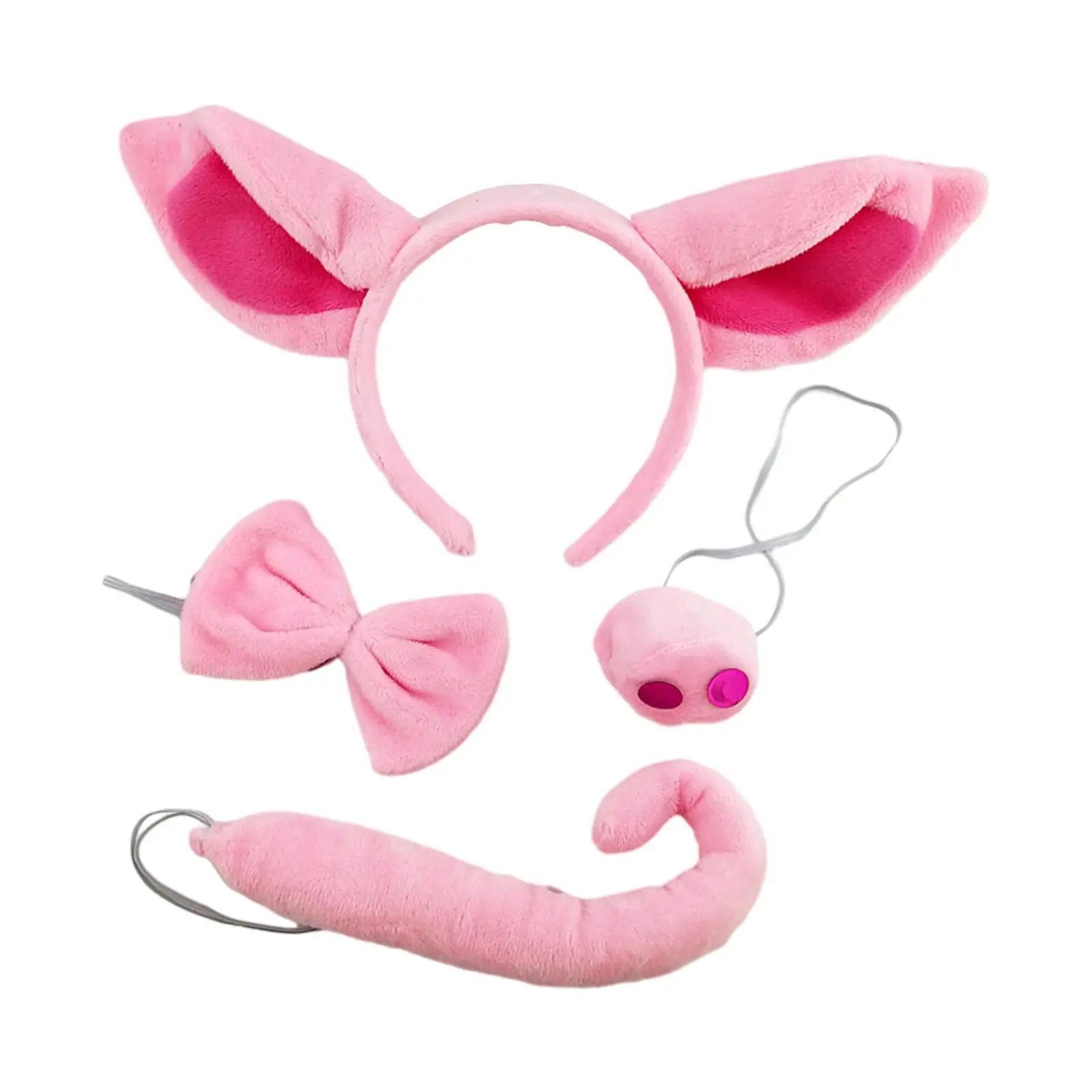 4 Pieces Animal Pig Costume Accessories Halloween Hairband Cosplay Set for Stage Shows Cosplay Carnival Performance Masquerades