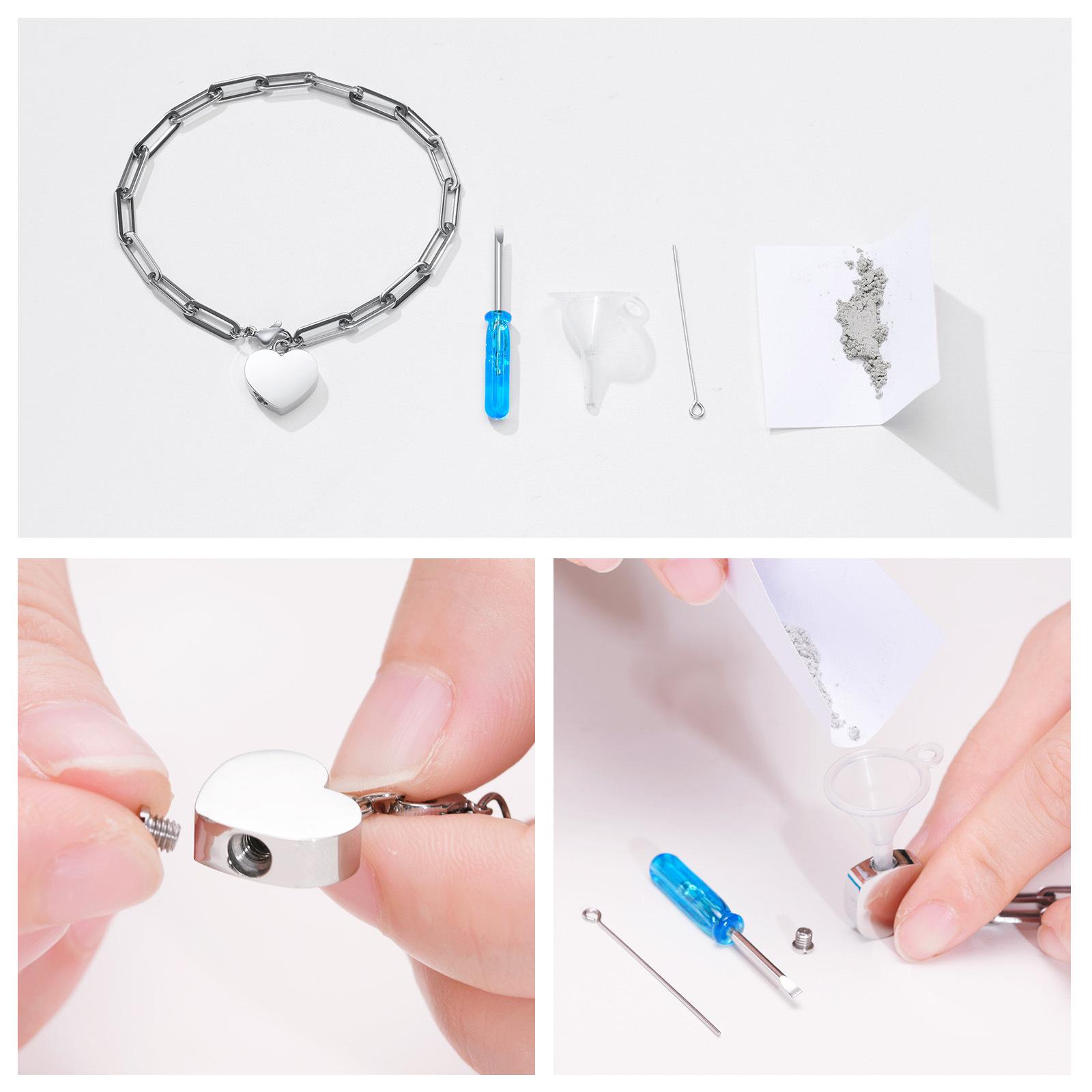 Heart Cremation Bracelet Adjustable Simple Keepsake for Husband Women Gilrs