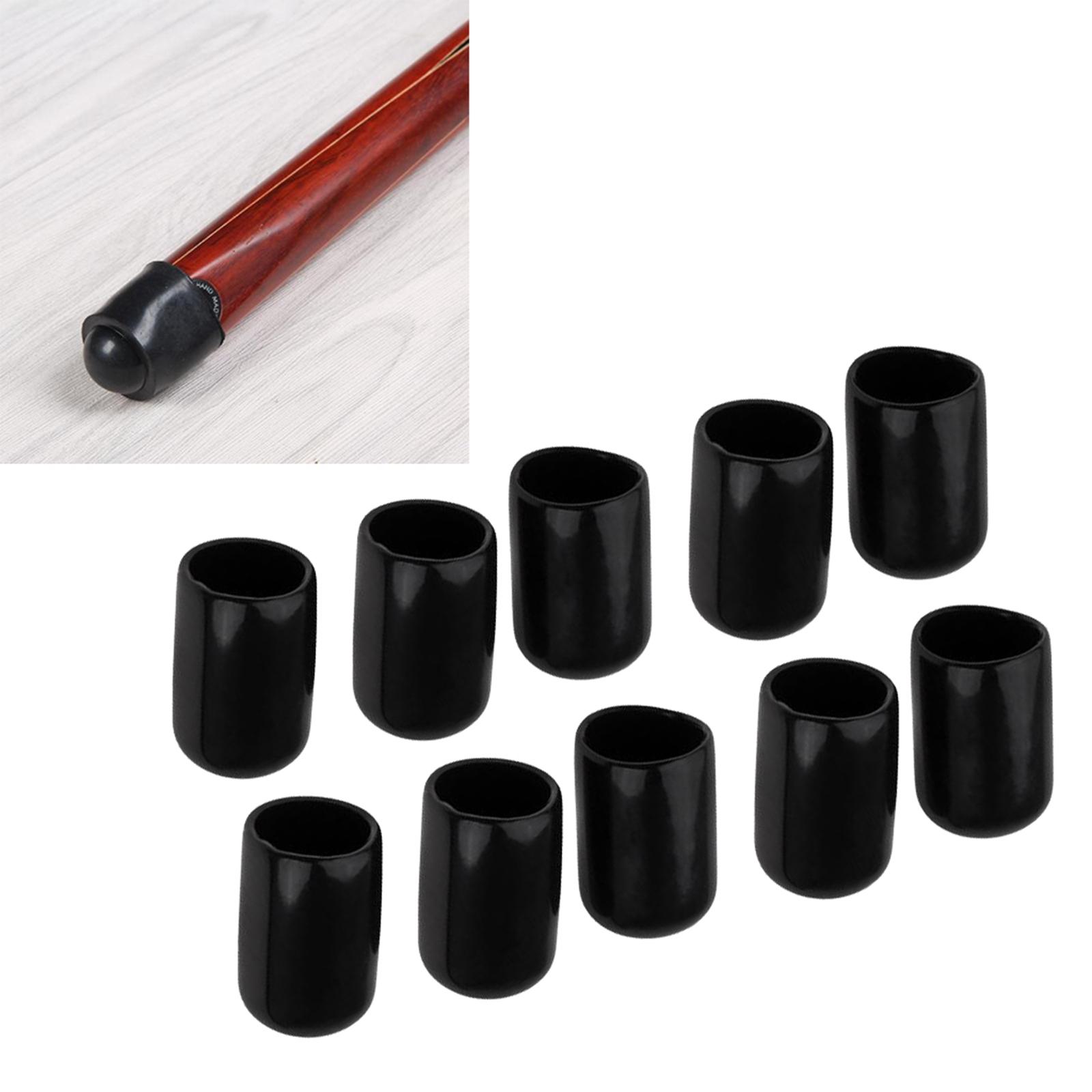 10x Pool Cue Tips Hat Replacement Durable Moistureproof Black 10mm Billiards