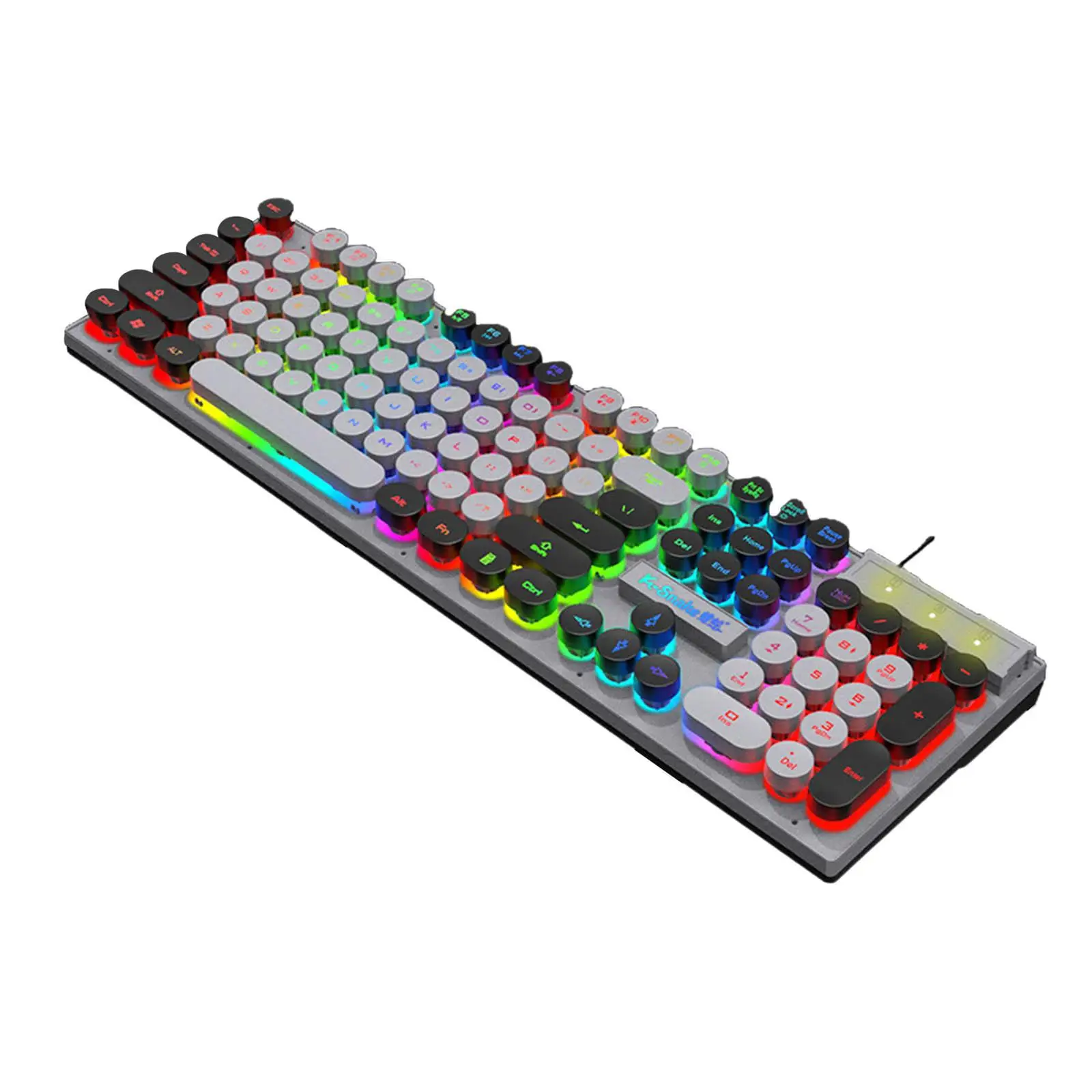 Mechanical Gaming Keyboard 104 Keys Wired USB Round Keycaps for Desktop Computer