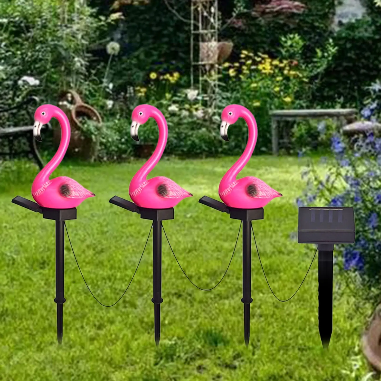 3 Pieces Flamingo Ornaments Landscape Decor Night Lighting Lawn Light Outdoor for Yard