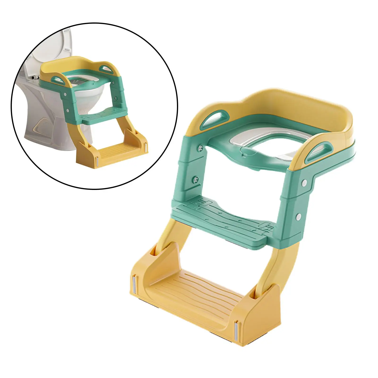 Kids Toilet Training Seat with Ladder Baby Infant Potty Comfortable Wide Steps Folding