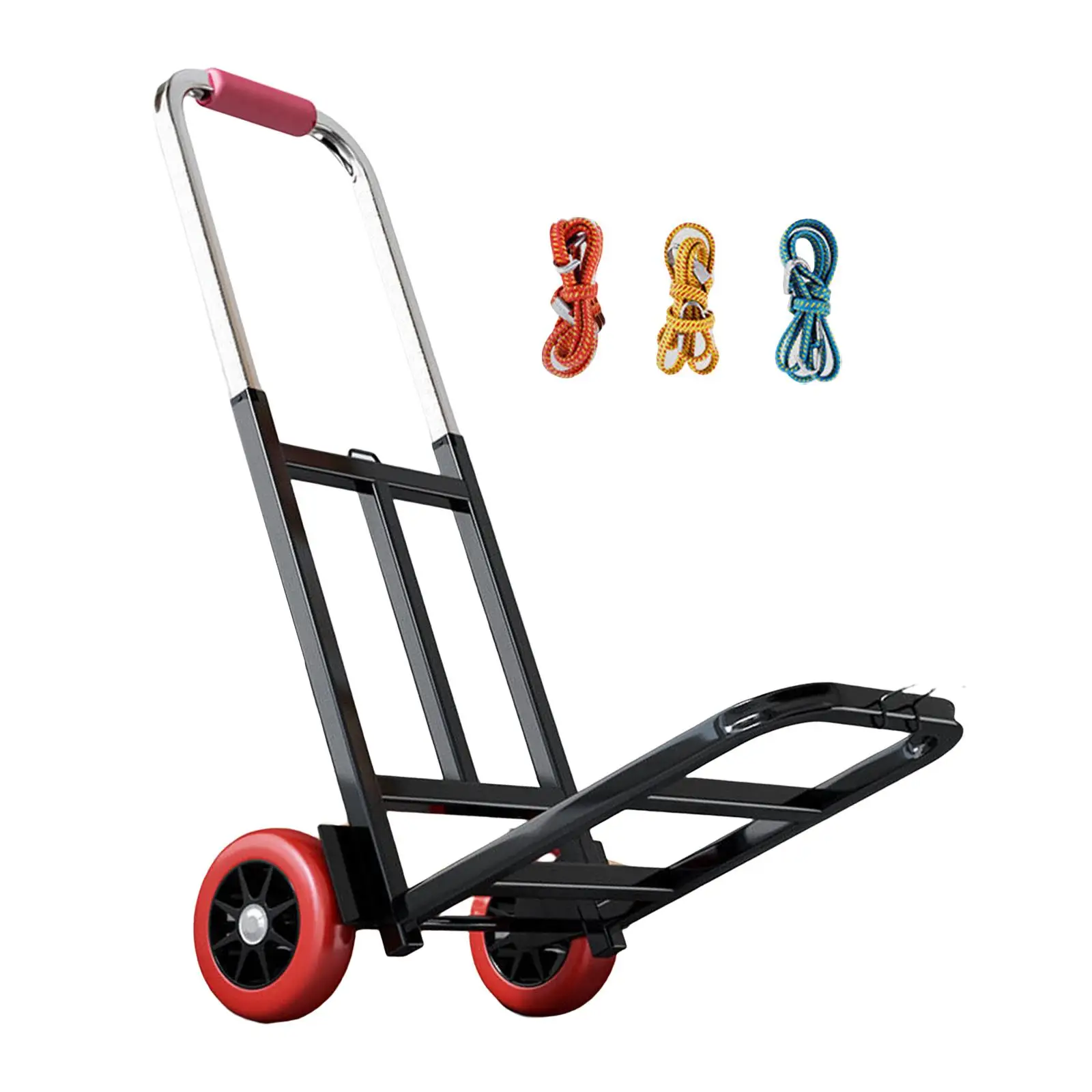 Folding Hand Truck Portable Compact Rubber Wheels Luggage Trolley Cart Max 154lb for Outdoor Shopping Moving Traveling Grocery