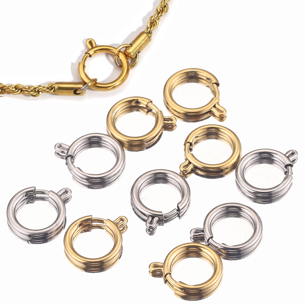 10 Stück 14 mm O-Ring-Kreisfederverschlüsse aus Edelstahl, DIY-Kettenverbinder für Halskette, Armband, Schmuckzubehör, Zubehör – Detail 7