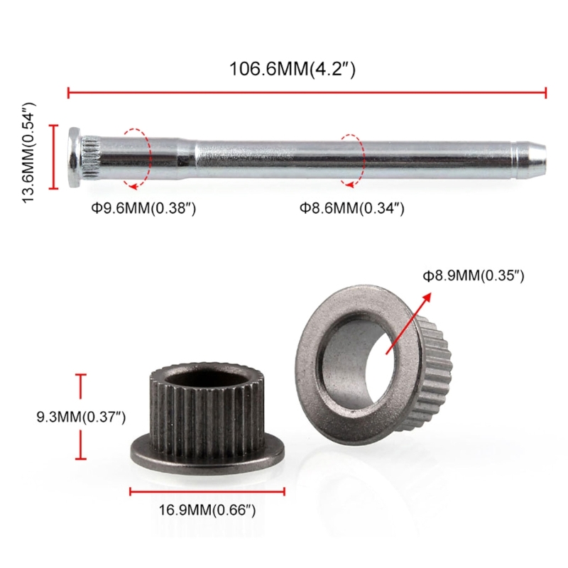 Für 1994 - 2004 Chevy S10 & S15 Tür Scharnier Pins und Buchse Kit 4 Sets Korrosion-Beständig H8WE – Detail 6