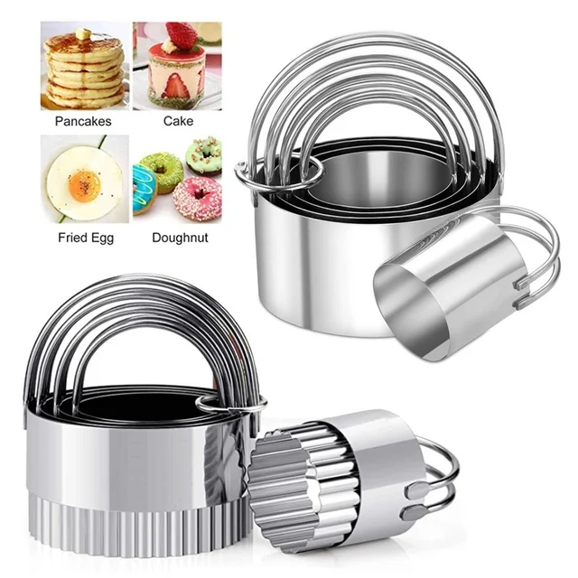 5pcs Stainless Steel Scone Cake Biscuit Mold with Handle Cookie Cutter Set  Wave Biscuit Cutter with Round Scalloped Cutting Tool - AliExpress