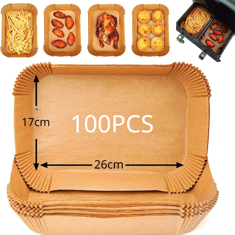 Title 1, 50/100PCS Rectangle Air Fryer Liners Oil Proof ...