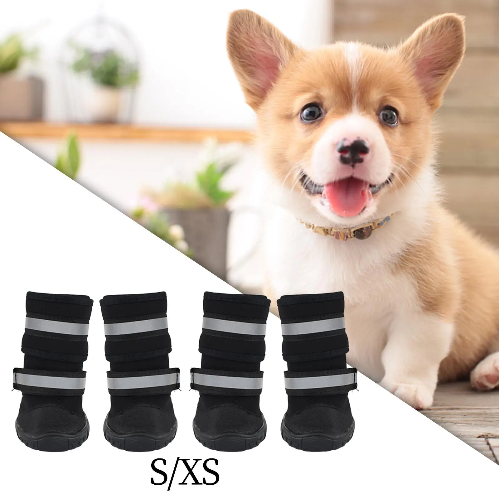 Dog Boots Adjustable Straps Fleece Lining Dog Shoes for Hiking Hot Pavement
