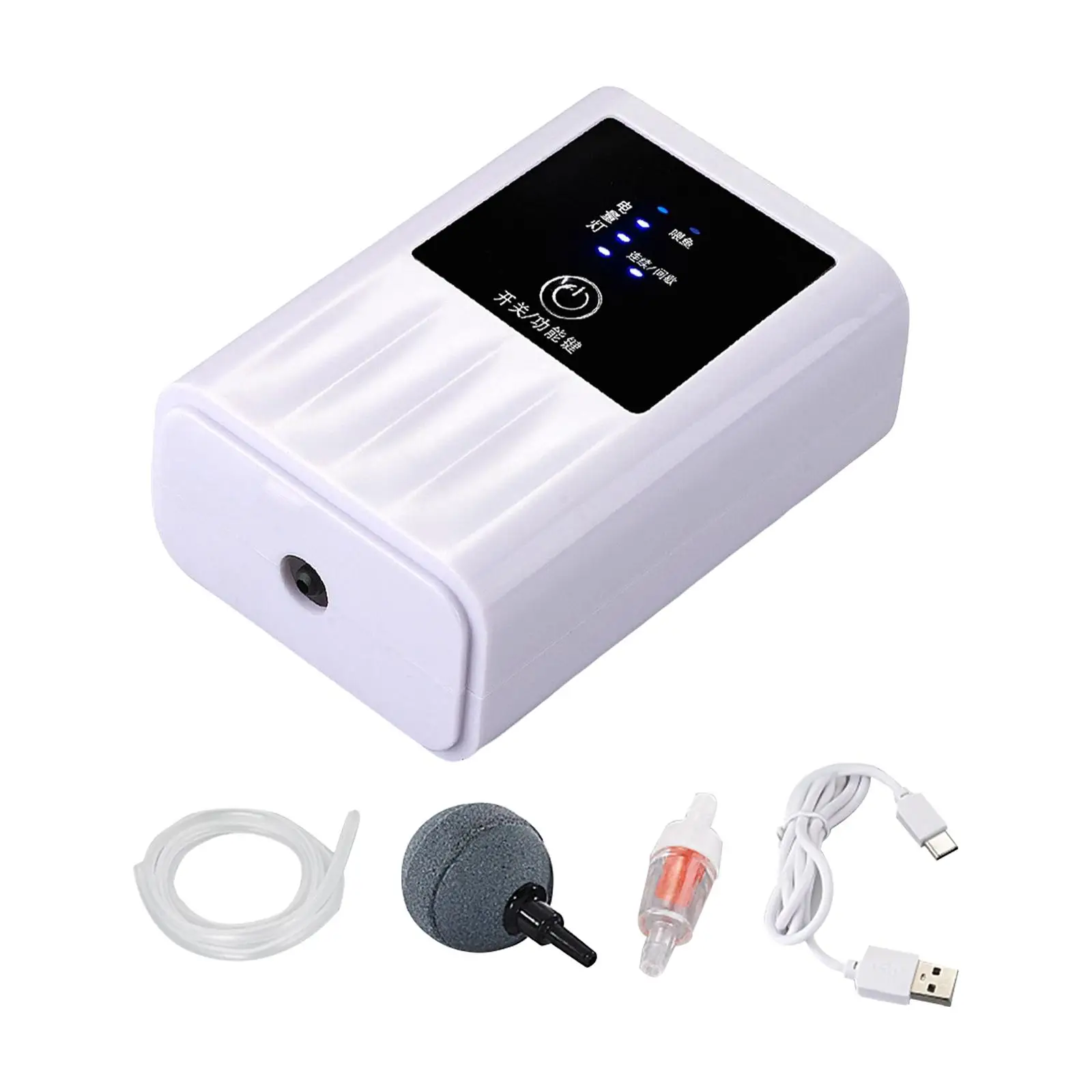 Small Aquarium Air Pump Fish Tank Oxygen Pump with Stone Quiet Rechargeable for