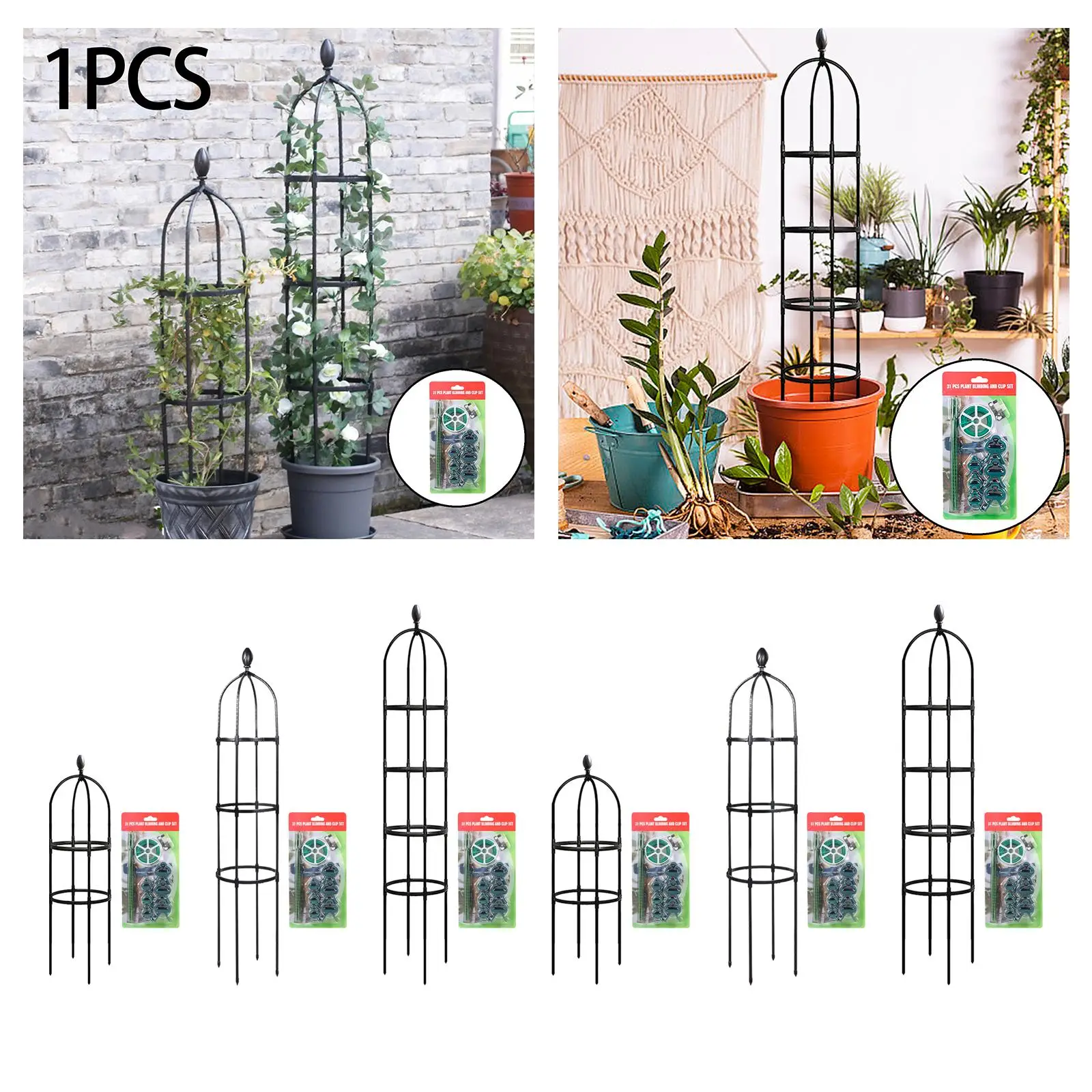 Garden Obelisk Trellis Multipurpose Decorative Durable Plant Support Cages for Potted Plants Roses Vines Indoor Climbing Plants