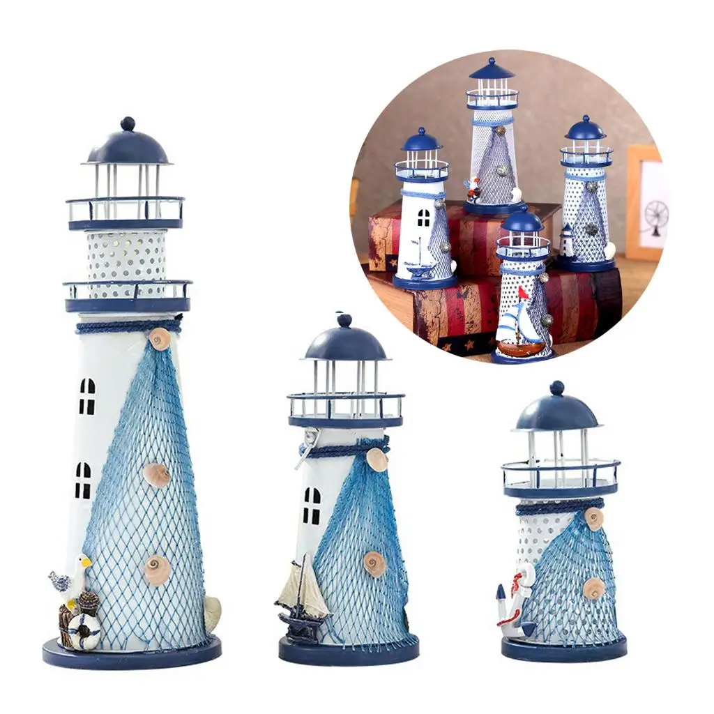 Iron Lighthouse Model Nautical Marine Decoration Table Top Ornaments
