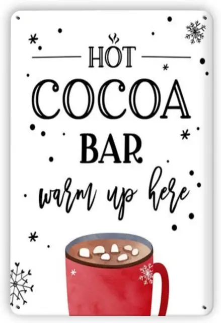 Christmas Signs Hot Cocoa Bar Metal Tin Sign Decor For Home Vintage  Christmas Coffee Cocoa Sign Hot Chocolate Bar Sign Wall Decorations Gifts  8x12