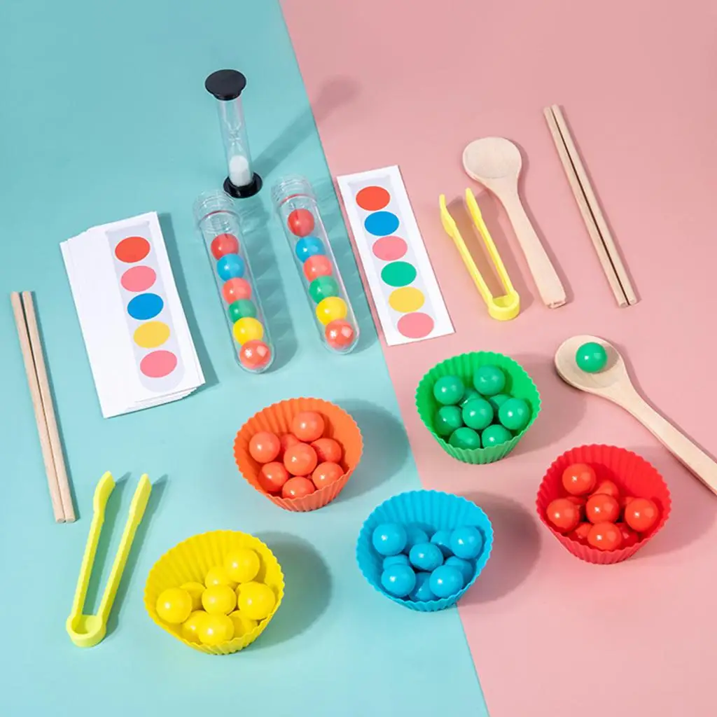 Test Tube Toy with Beads Color Sorting Game Training Logical Thinking Early Education Toys Fine Motor for 3 4 5+ Years Old Kids