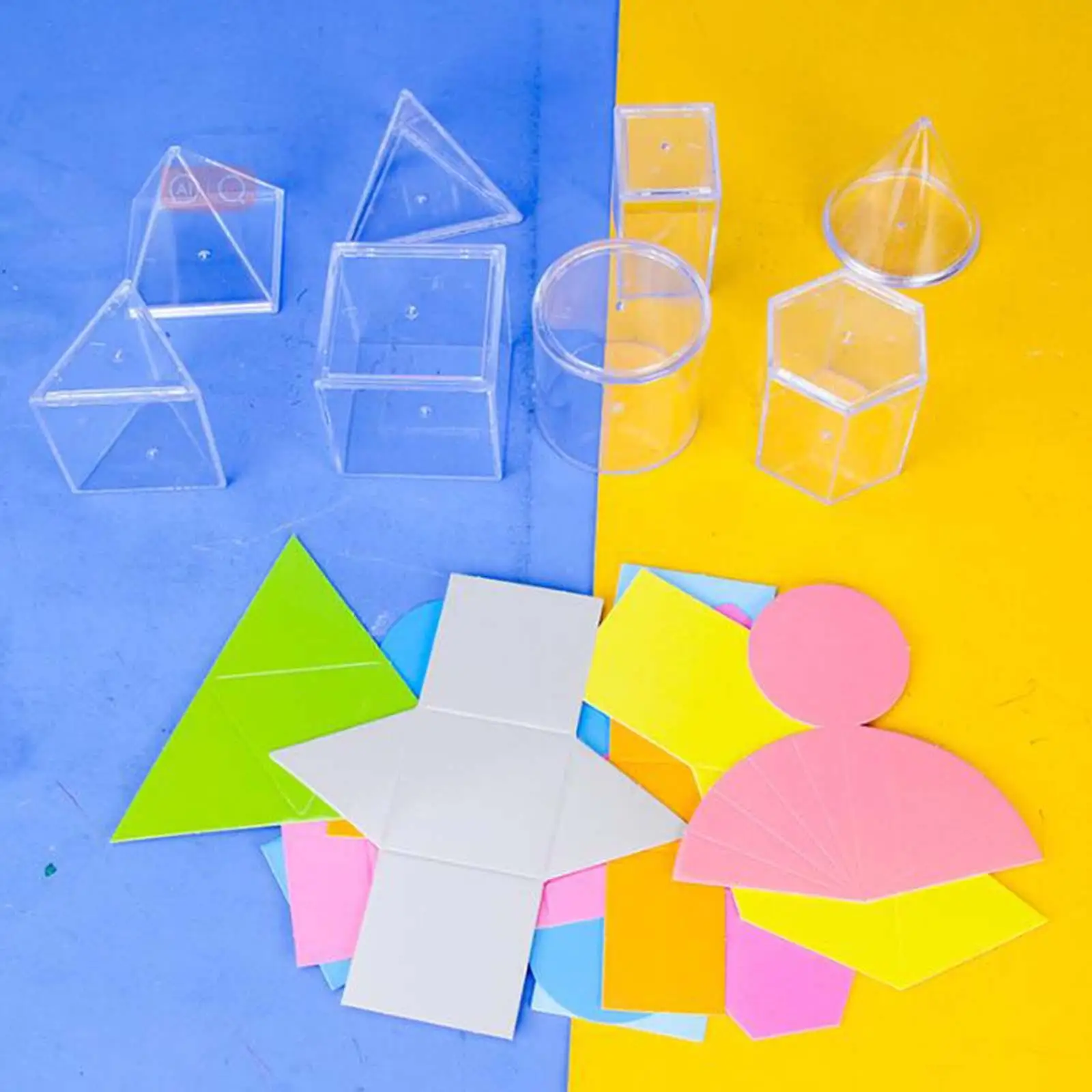 8 Pieces 3D Shape Geometric 3D and 2D Concepts Learning Classroom Toy for Kids Ages 3+ Math Helper Teacher Supplies Homeschool