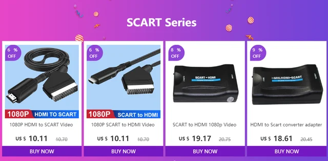 SCART to HDMI-compatible Converter HDMI-Compatible Cables SCART Connector  Portable 1 Meter/3.3ft Plug And Play Audio Vídeo Converter SCART Signal