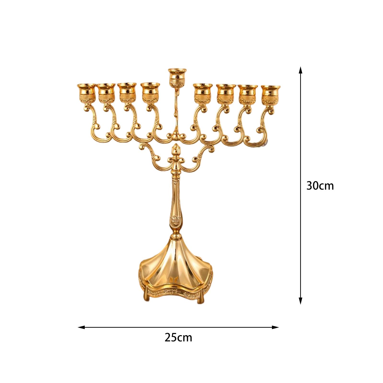 9 Branches Candle Holder Candlestick Living Room Pillar Candle Stand Metal Candelabra Hanukkah Menorah for Home Decor Ornaments