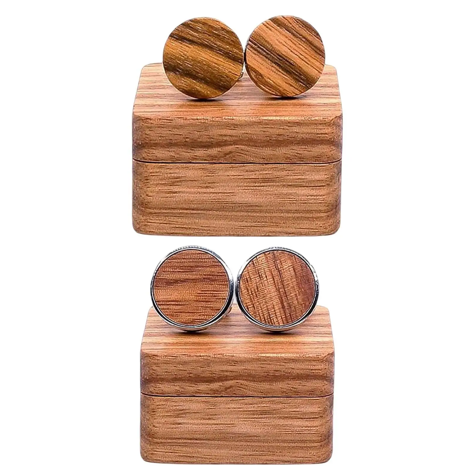 Rustic Cufflinks +Wood Gift Box Handsome Cuff Links for Birthday Wedding Anniversary Husband Gifts