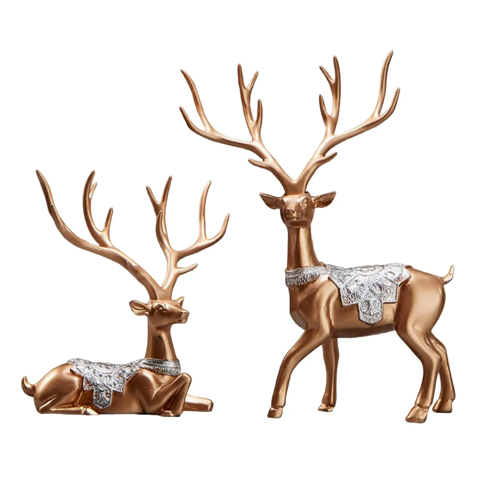 Nordic Style Deer Statues Animal Sculpture Good Luck Deer Decor Art Craft for Tabletop Home TV Stand Bookcase Decoration