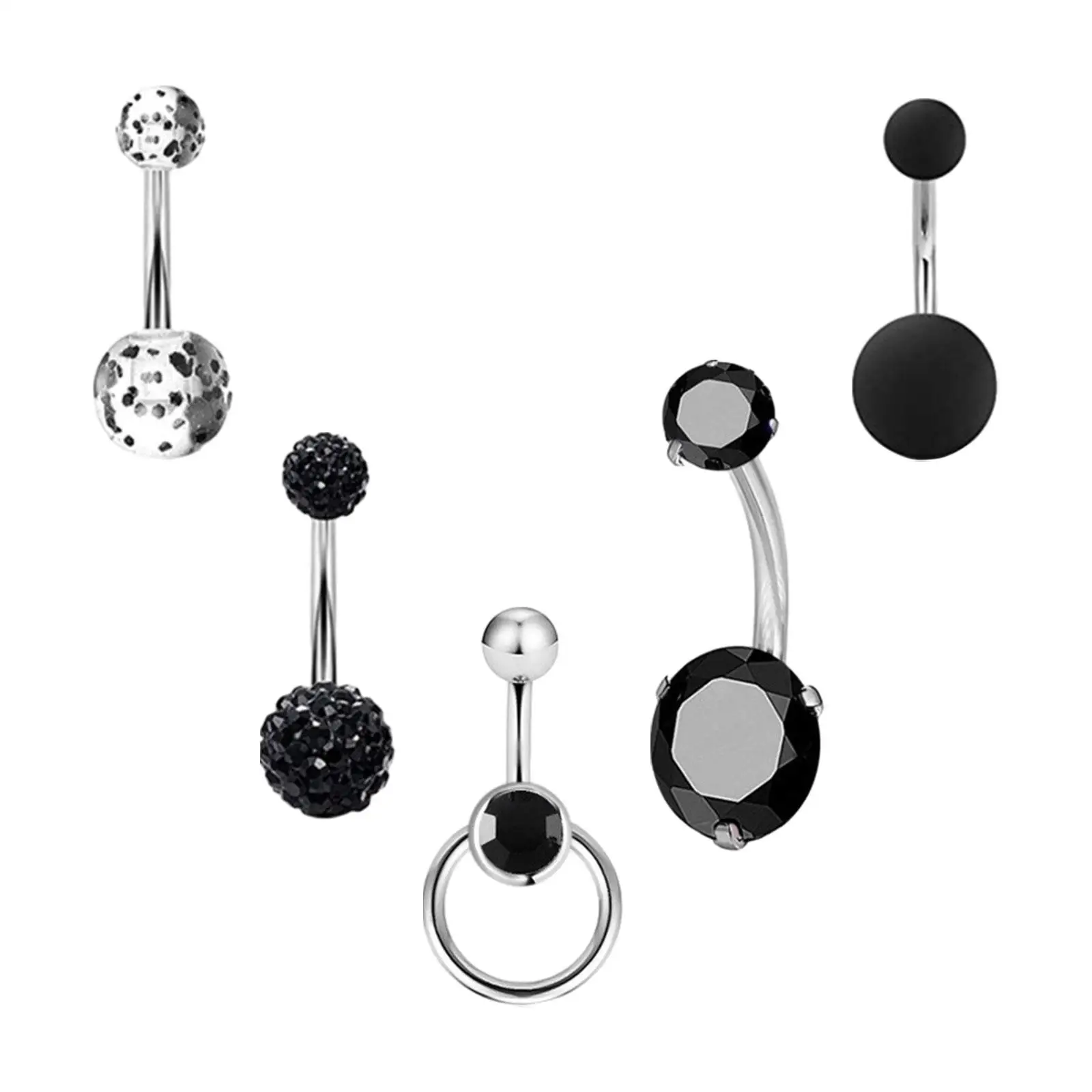 5x Belly Button Rings 10mm Short Stainless Steel Fashion Navel Barbell Stud