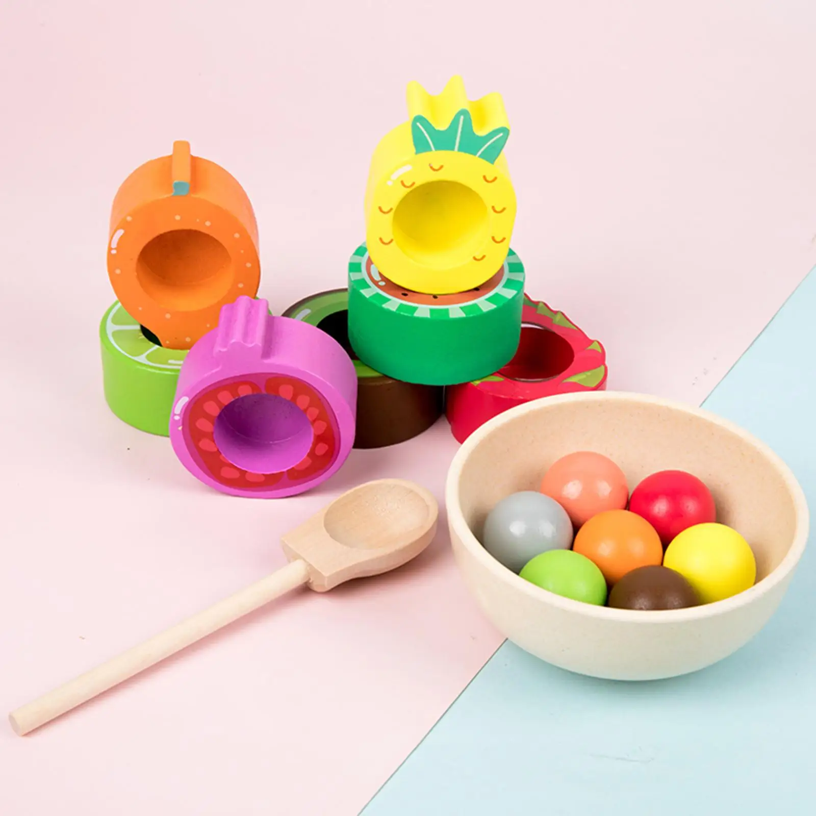 Wooden Ball in Cups Fine Motor Preschool Sensory Toys Board Game Color Sorting Educational Toys for Girls Age 3 4 5 6 