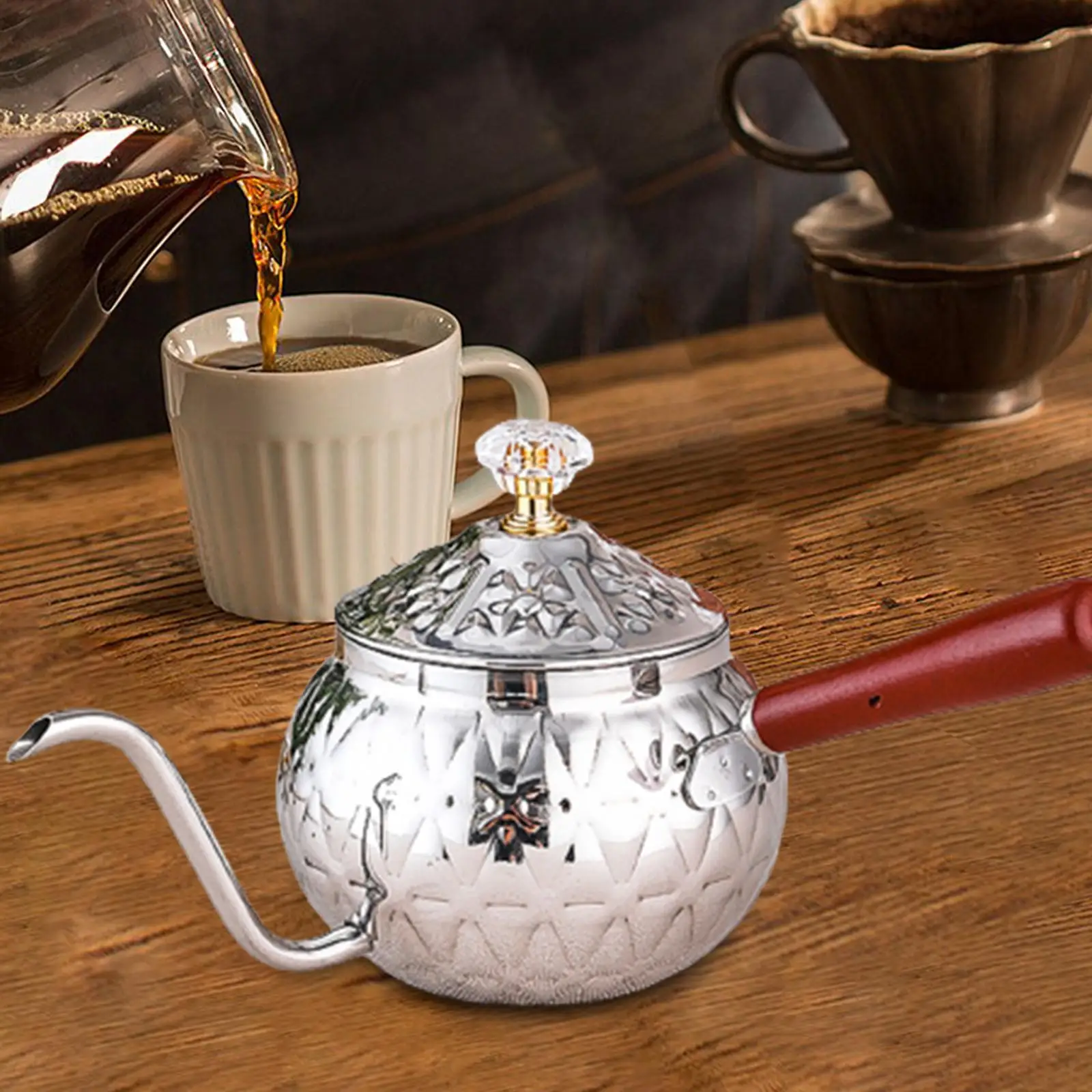 Drip Coffee Kettle 500ml with Lid Tea Kettle Stainless Steel Pour over Coffee Kettle for Coffee Shop Cafe Outdoor Home Cafe Bar
