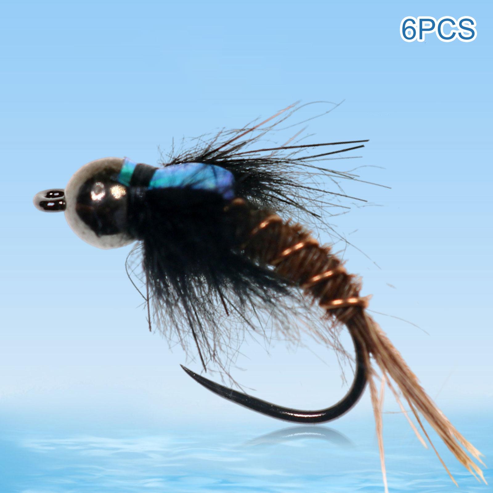 #8 #10 #12 Multi 6 Pieces Emulational Flash Back Pheasant Tail Biomimetic Fishing Lures Fishing Lure Trout Fishing for Outdoor