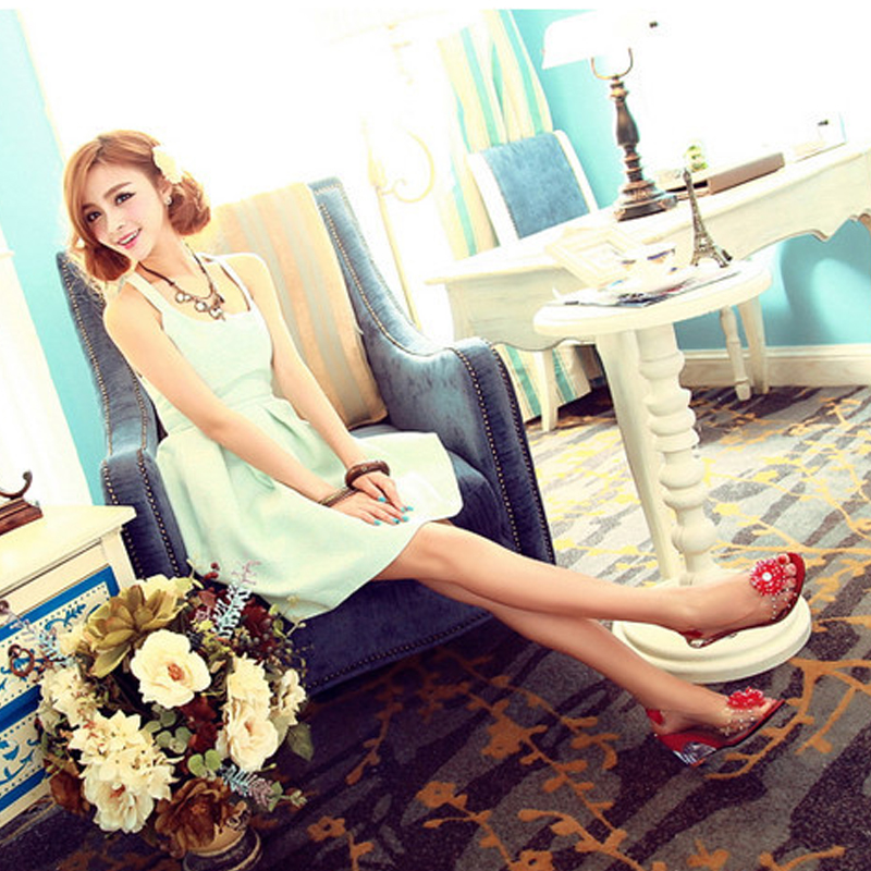 Studded Flower Design Transparent Sandals Peep Toe Heels Sandal Wedding Party Shoes Women Fishmouth Open Toe Heels 2026 New