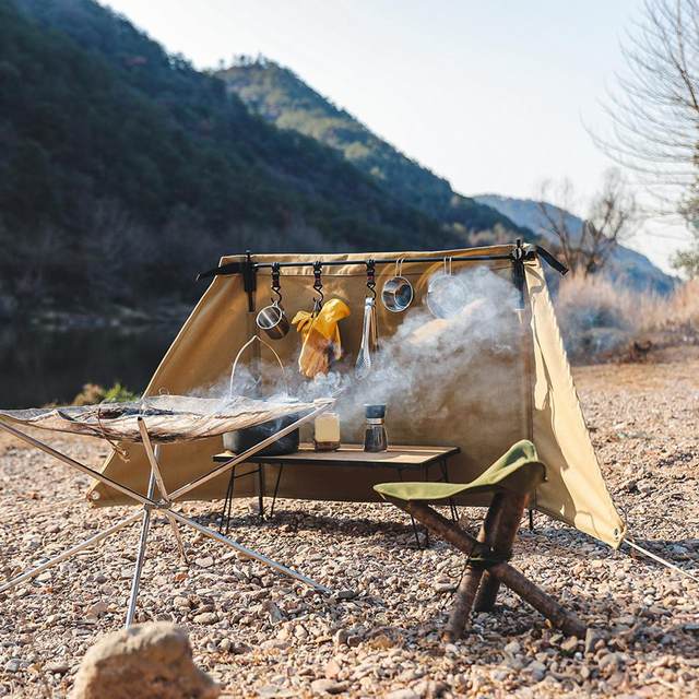 Portable Camping Wind Shield Stove Canvas Windscreen Curtain Backpacking Windshield