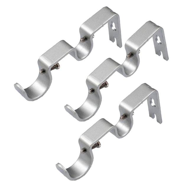 Staffe Regolabili Per Tende - 3 Pezzi In Metallo Per Bastoni Fino A 1 Pollice, Argento - Foto 4