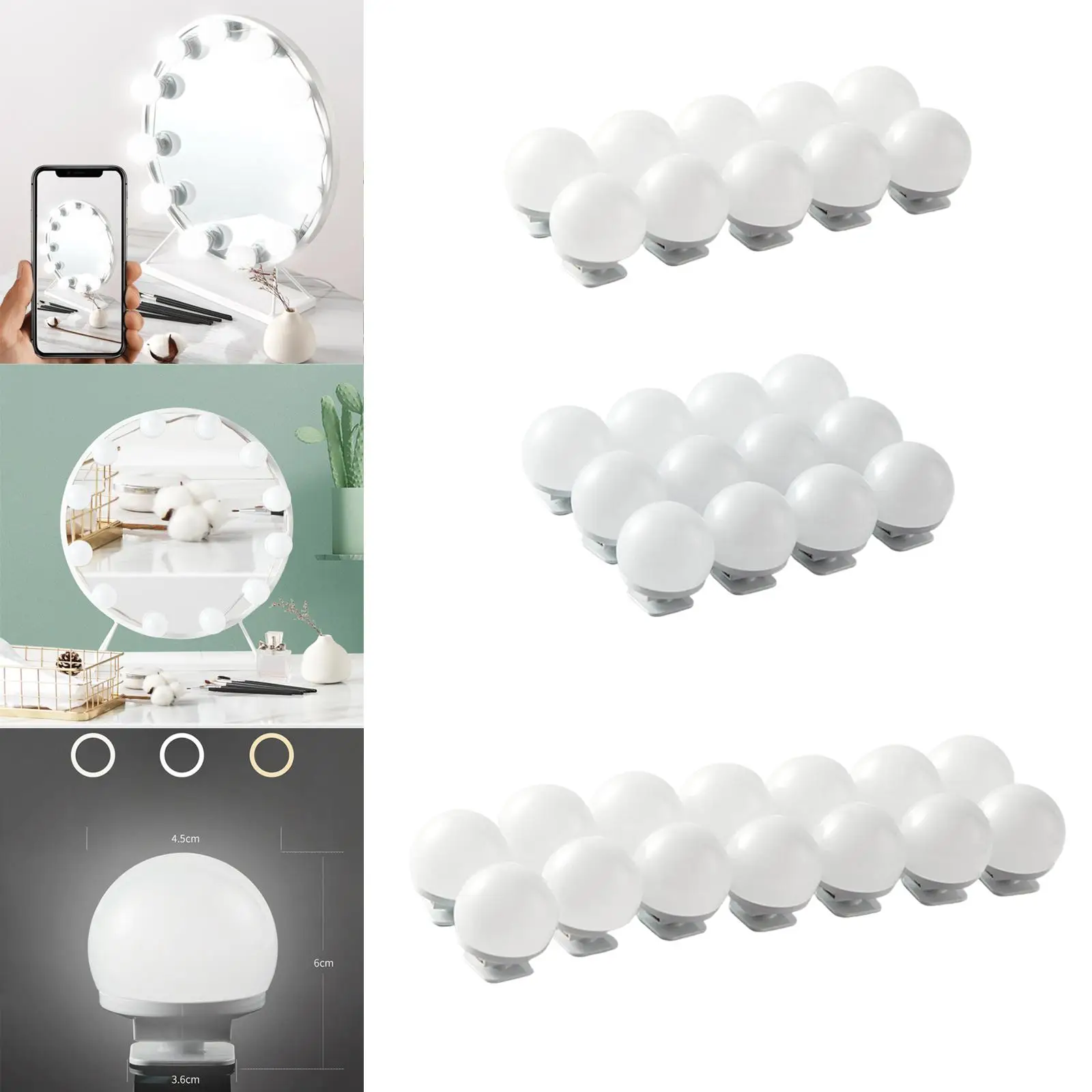 LED Makeup Mirror Lights Dimmable Professional Modern for Girls Table Mirror