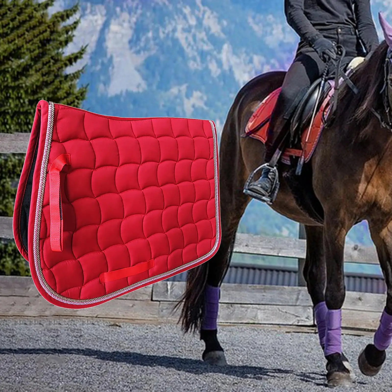 Horse Riding Saddle Pad Breathable Seat Cushion Anti-Slip Saddle Cushion  Soft Cotton For Equestrian Horse Equipment Red