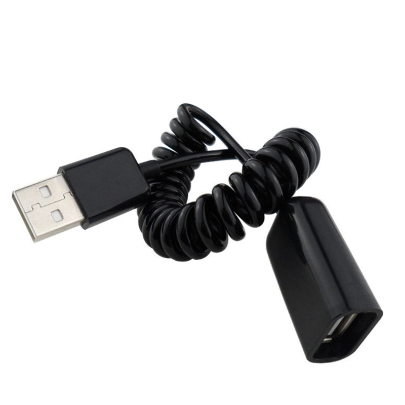 USB 2.0-Stecker auf Buchse, spiralförmiges Adapterkabel, 1 m, Feder-Teleskop-Verlängerungskabel zum Aufladen – Detail 7