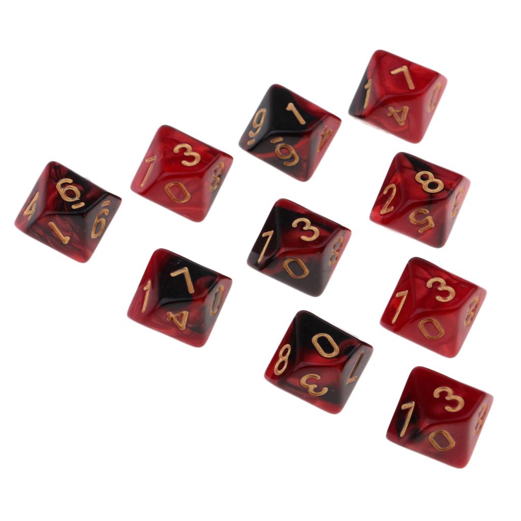10pcs Ancient Multi sided dice set of 10 D10 RPG