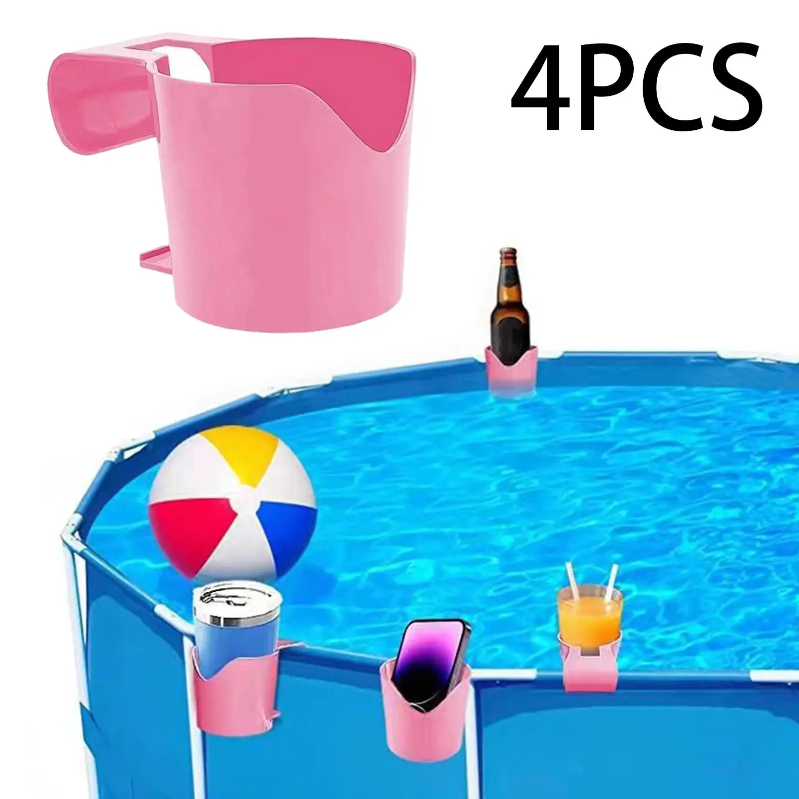 4Pcs Water Cup Hanging Holders Outdoor Container Hook Poolside Cup Holders for above Ground Pools Swimming Pool Drink Holders