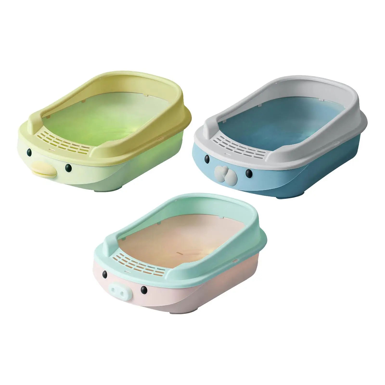 Semi Enclosed Litter Pan Sturdy Cat Bedpan Cats Litter Pan Kitten Potty Toilet for Kittens to Senior Cats Dogs Small Pets Kitty