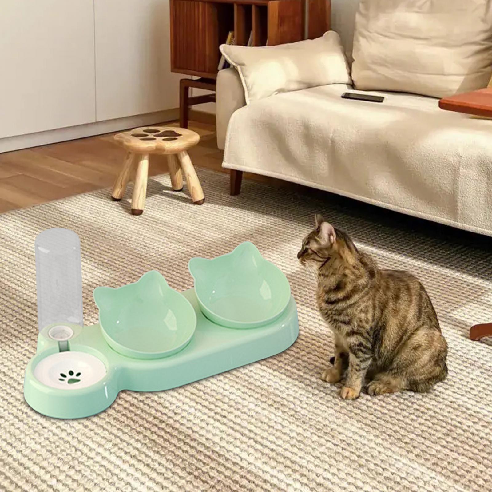 3 in 1 Dog Cat Bowls Water and Food Bowl Set Feeding Bowls for Small or Medium Size Dogs Cats Kitten Pets Supplies Drinking