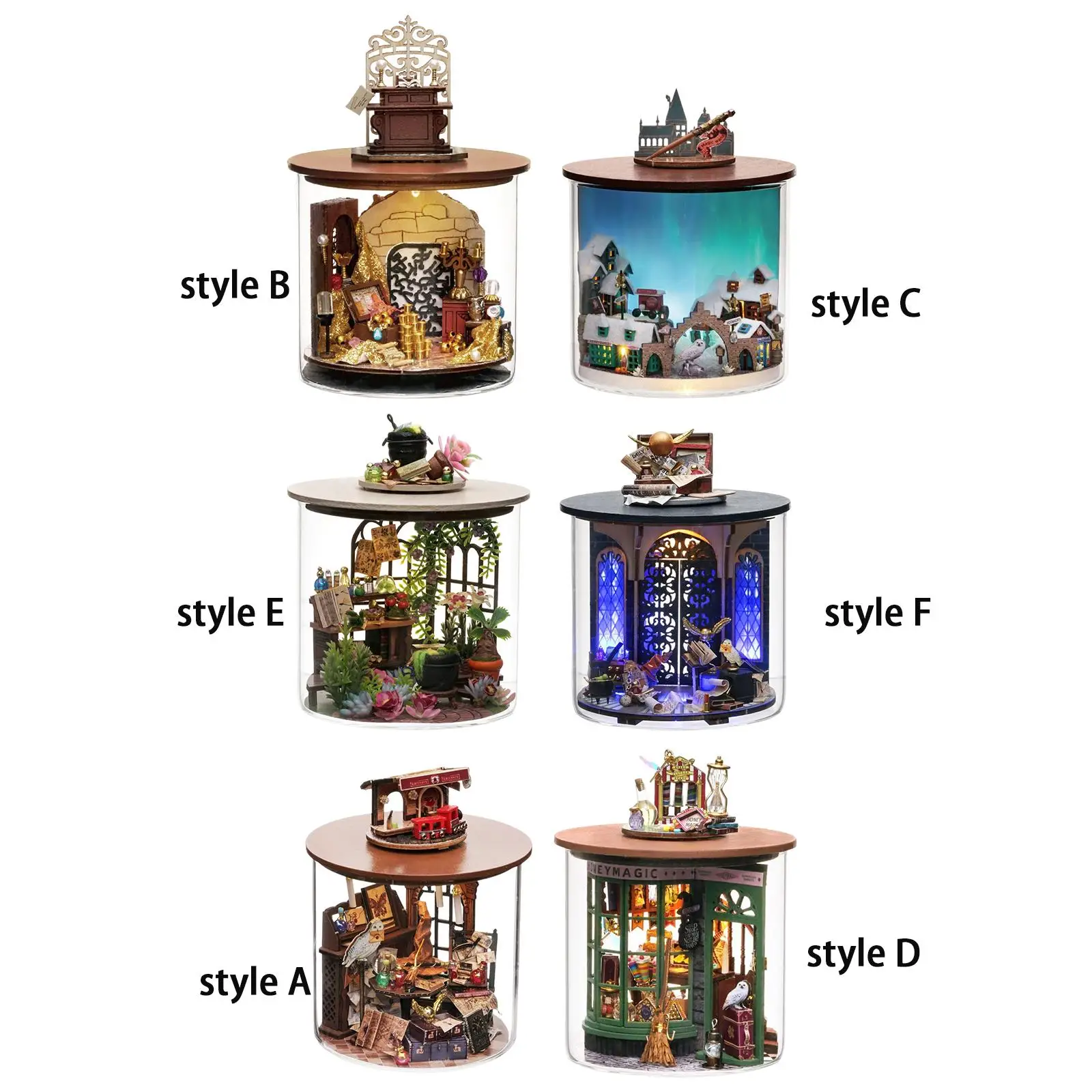 Wood DIY Miniature Dollhouse Kit Dream Bottle Handcraft Accessories 3D Puzzle