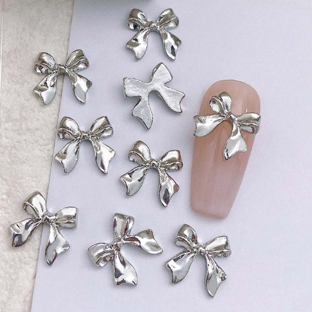 Best of 20pcs Glossy Silver Ribbon Nail Art Charm 3D Metal Alloy Bows Silk Ribbon Nail Decoration DIY Retro Metallic Nail Accessories Reviews & Tips