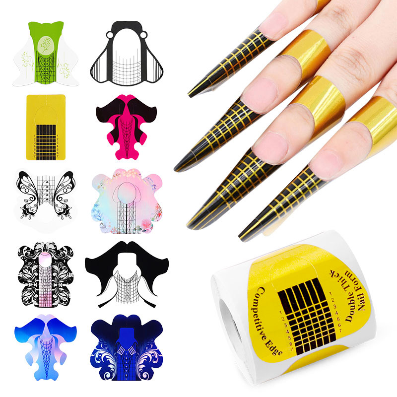 Best of 100Pcs Acrylic Nail Art Forms Professional UV Gel Nail Extension Forms Women French Sticker Tools Acrylic Curve Nails Guide Mold Reviews & Tips