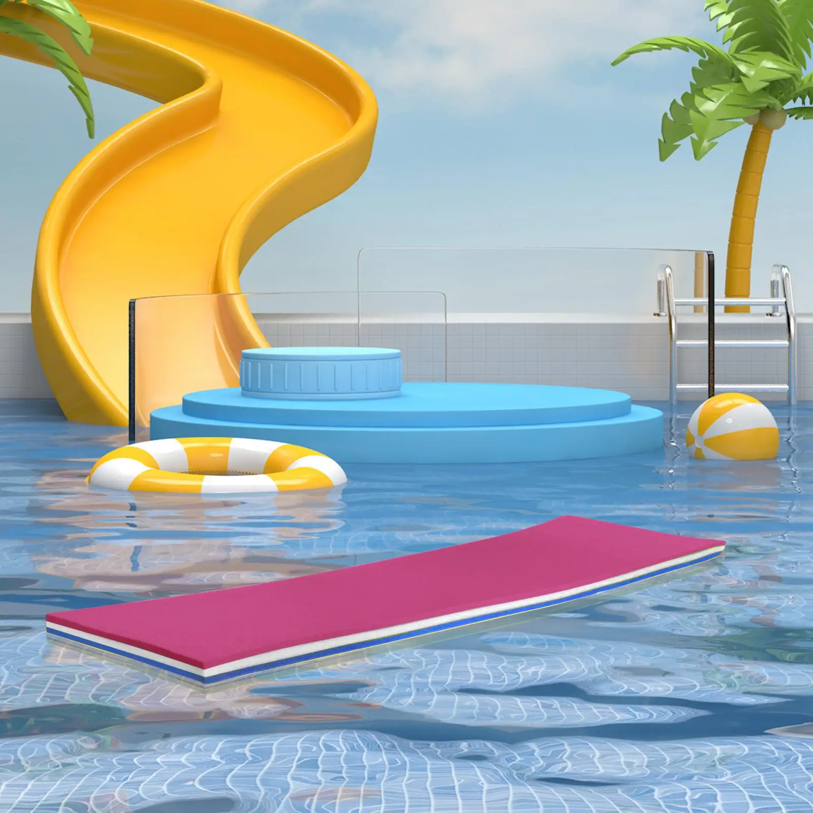 Pool Floating Water Mat 3 Layer Water Raft 43x15.7x1.3Inches for River Swimming Pool Summer Smooth Surface Roll up Pad