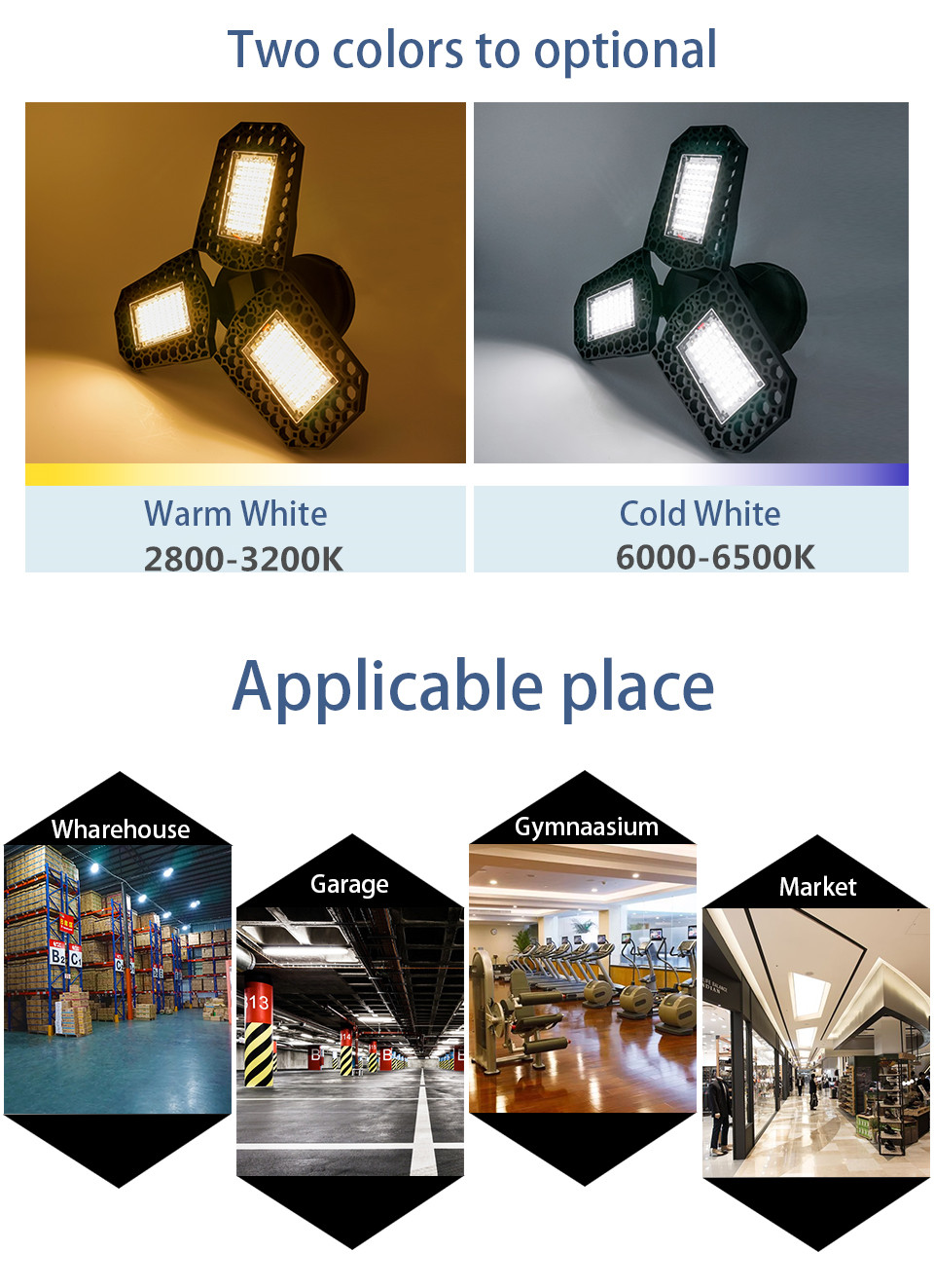 1/2pcs LED Deformable Bulb E27 Led Lamp Super Bright 40W 60W 80W Garage Light AC 85-265V Deform Light for Warehouse Factory Gym