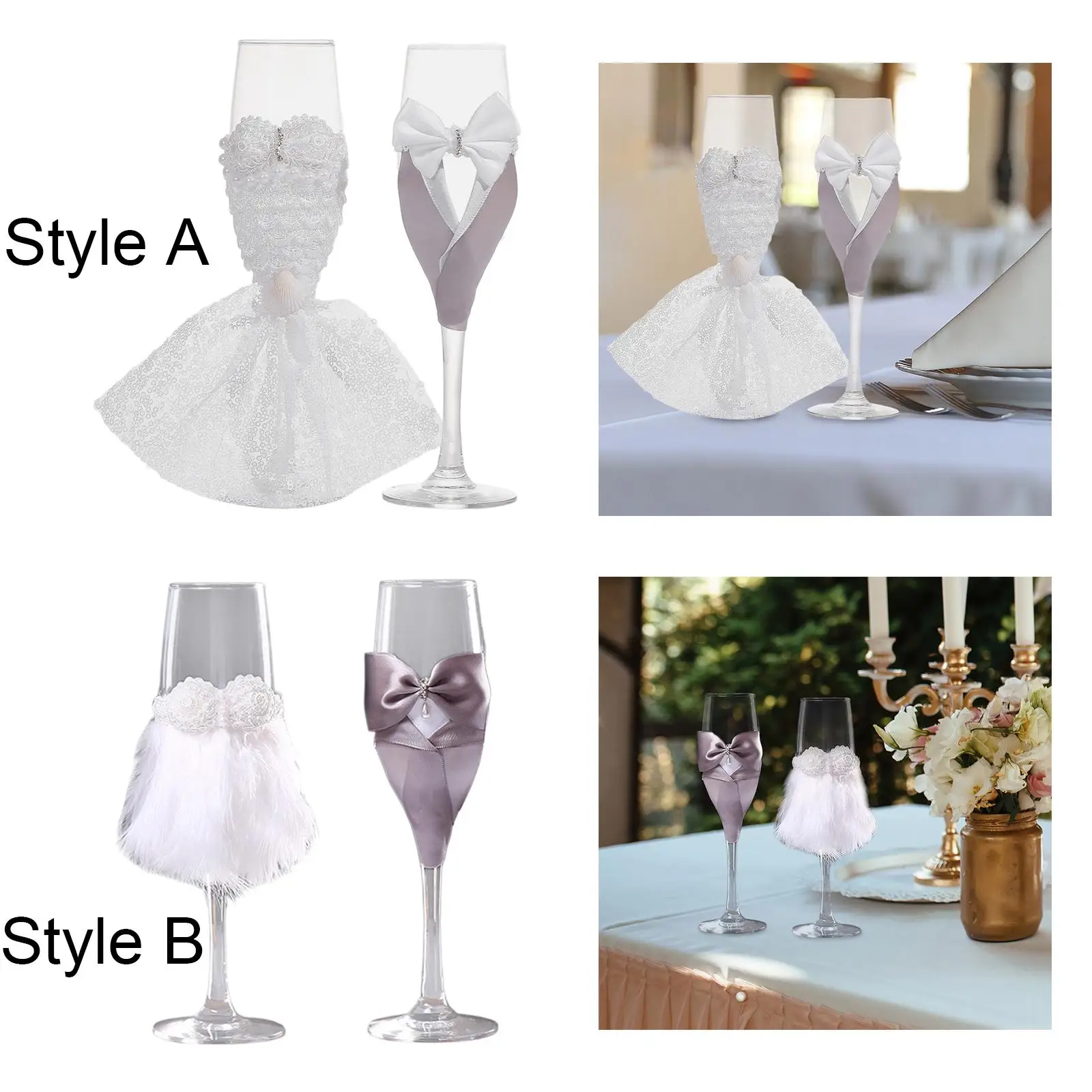 2Pcs Wedding Champagne Glasses Party Accessories Anniversary Decor Creative Romantic Gifts Modern Wedding Champagne Cups