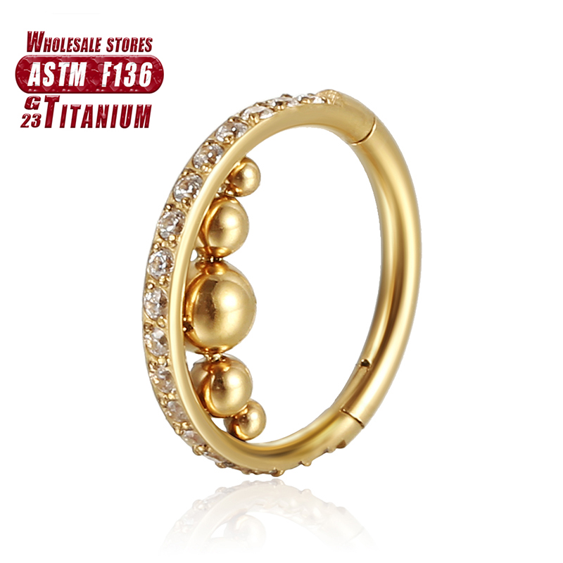 F136 Titan Nasenring Zirkon Ohrpiercing Knorpel Helix Spira Zirkon Clicker Tragus Industrial Septum für Frauen Körperschmuck – Detail 3