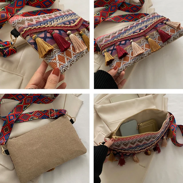 Retro Weave Bucket Bag Cowhide Tassel Draw Rope Original Cross Body Bag  Shoulder Bag, Shoulder Bags